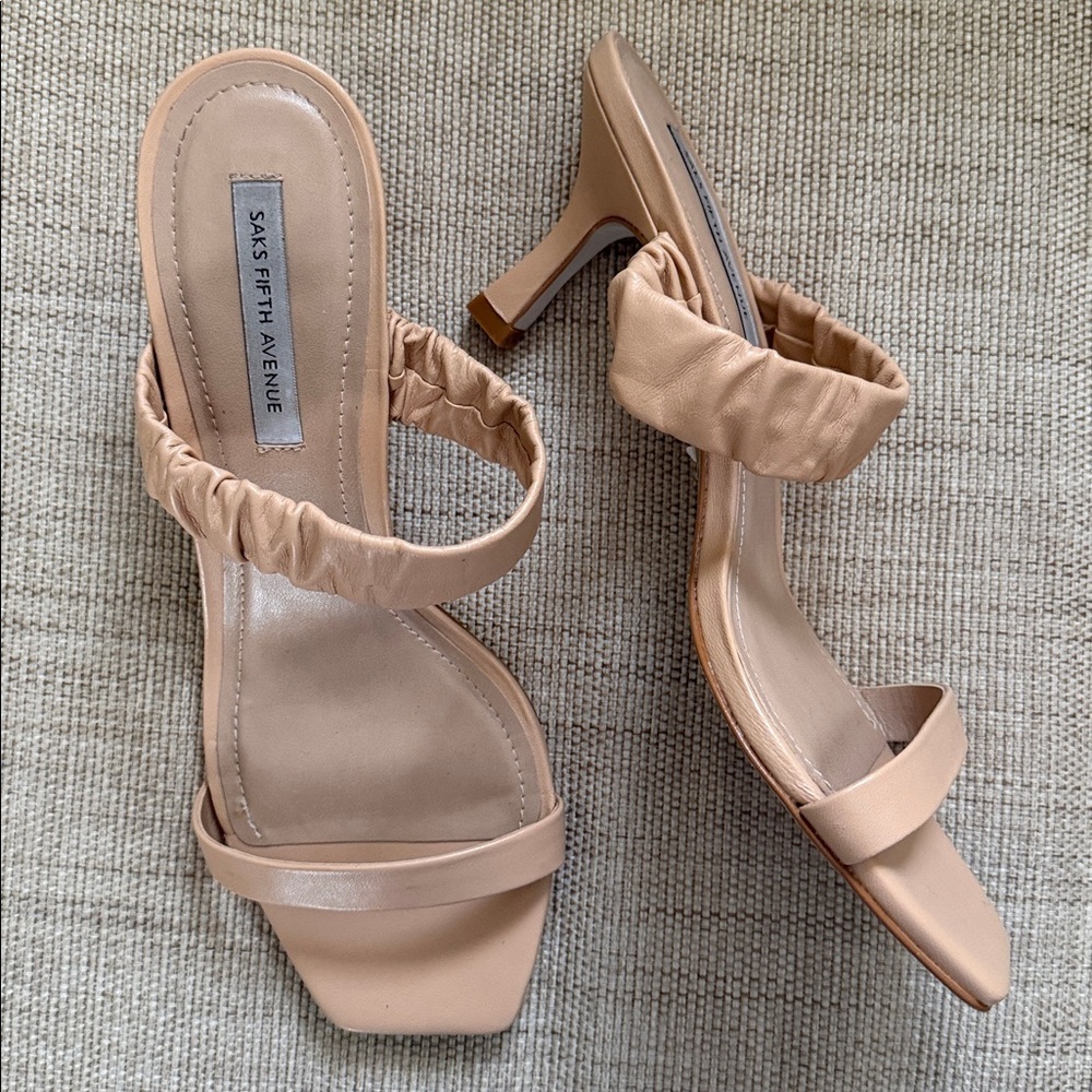 Saks Fifth Avenue Ruched Double Strap women's sandals.